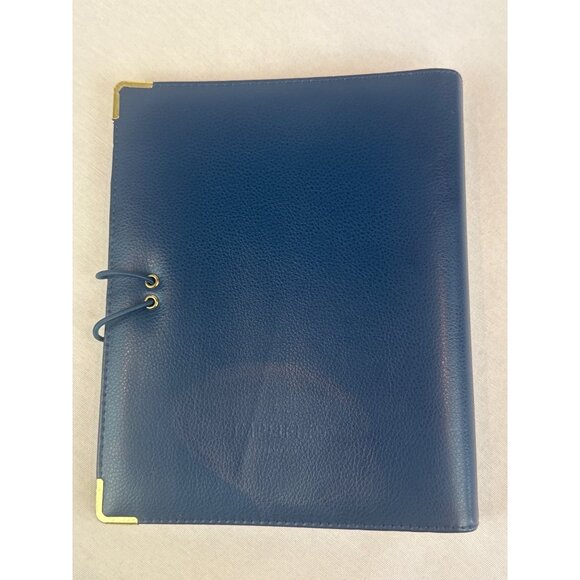 Emily Ley Simplified System Organizer Planner Cover Navy Blue Gold Faux Leather - Picture 3 of 9